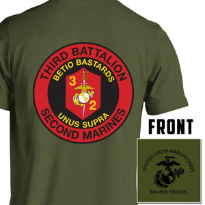 3d Bn 2d Marines USMC Unit T-Shirt, 3d Bn 2d Marines logo, USMC gift ideas for men, Marine Corp gifts men or women 3d Bn 2d Marines 3d Bn 2d Marines od green pt shirt