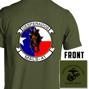 Marine Aviation Logistics Squadron 41 (MALS-41) USMC Unit T-Shirt, MALS-41 logo, USMC gift ideas for men, Marine Corp gifts men or women MALS-41