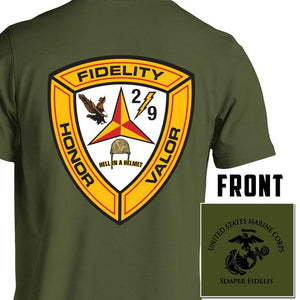 2nd Bn 9th Marines USMC Unit T-Shirt, 2nd Bn 9th Marines logo, USMC gift ideas for men, Marine Corp gifts men or women