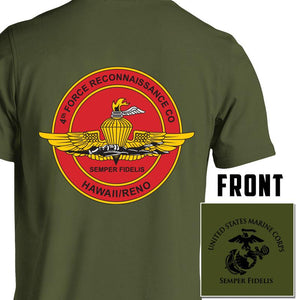 4th Force Reconnaissance Company Marines Unit Logo OD Green Short Sleeve Unit T-Shirt