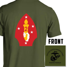 2nd Marine Division USMC Unit T-Shirt, 2nd Marine Division logo, USMC gift ideas for men, Marine Corp gifts men or women OD Green Short Sleeve T-Shirt