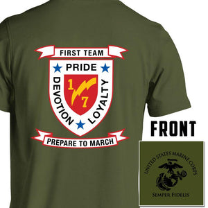 1st Bn 7th Marines USMC Unit T-Shirt, 1st Bn 7th Marines logo, USMC gift ideas for men, Marine Corp gifts men or women 1st Bn 7th Marines