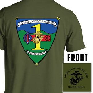 Combat Logistics Battalion USMC Unit T-Shirt,  CLB-1 logo, USMC gift ideas for men, Marine Corp gifts men or women 