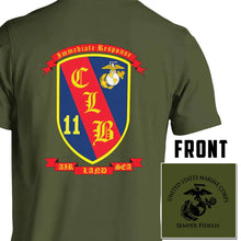 CLB-11 USMC Unit T-Shirt, CLB-11 logo, USMC gift ideas for men, Marine Corp gifts men or women CLB-11 Combat Logistics Battalion 11 od green pt shirt