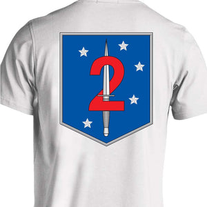 2nd MSOB USMC Unit T-Shirt, 2nd MSOB logo, USMC gift ideas for men, Marine Corp gifts men or women 2nd MSOB 2nd Marine Raider Battalion white