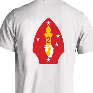 2nd Marine Division USMC Unit T-Shirt, 2nd Marine Division logo, USMC gift ideas for men, Marine Corp gifts men or women  White Short Sleeve T-Shirt