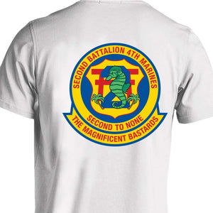 2nd Bn 4th Marines Unit Logo White Short Sleeve  T-Shirt