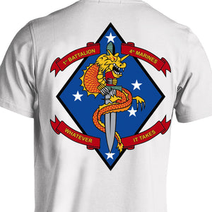 1st Battalion 4th Marines Unit Logo White Short Sleeve T-Shirt