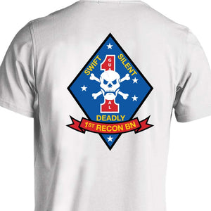1st Recon Bn USMC Unit T-Shirt, 1st Recon Bn logo, USMC gift ideas for men, Marine Corp gifts men or women 1st Recon Bn 1st Reconnaissance Bn 