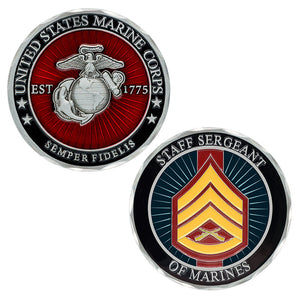 USMC Staff Sergeant Coin, USMC SSgt Coin, Staff Sergeant Of Marines, USMC Rank Coin