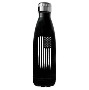 17oz American Flag Stainless Steel Black Water Bottle