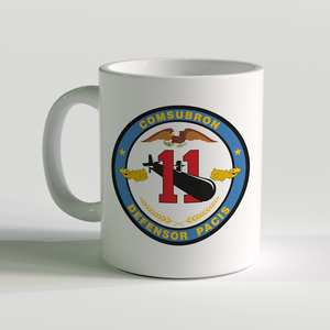 Submarine Squadron 11 Coffee Mug, US Navy Sub Squad 11, COMSUBRON, Defensor Pacis