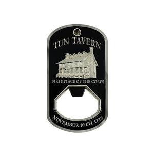 USMC Tun Tavern Dog Tag Bottle Opener- Marine Corps Birthday Challenge Coin front side