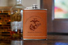 Leather wrapped USMC 8 oz Flask | Stainless Steel Hip Flask for Liquor