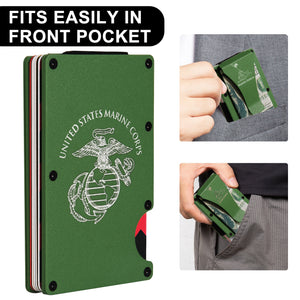 OD Green Marine Corps USMC RFID Blocking Metal Wallet