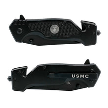 Black Stainless Steel USMC Tactical Knife Closed
