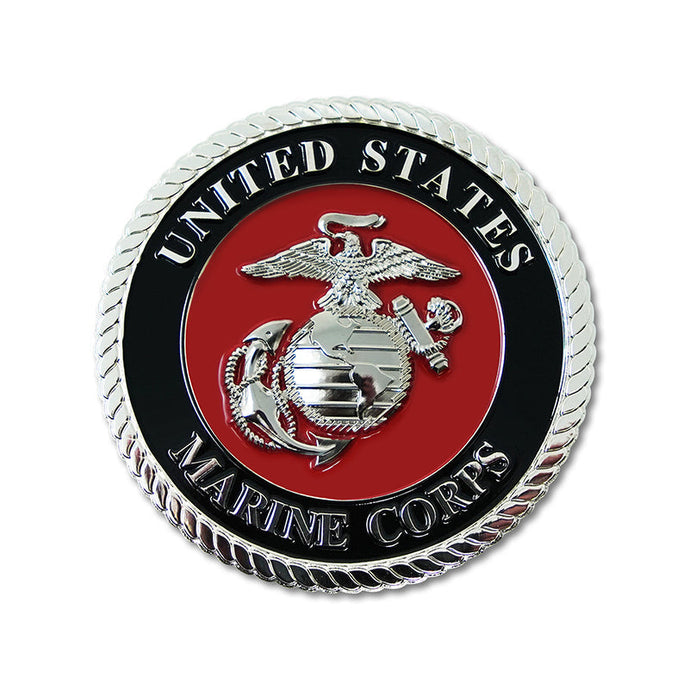 3.5 Inches Marine Corps EGA Emblem Medallion Silver Black Red