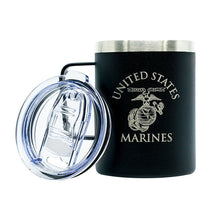 12 Oz USMC Black Double Wall Vacuum Insulated Stainless Steel Marine Corps Coffee Tumbler Travel Mug-Leakproof Lid