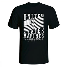 United States Marines Waving Flag Black T-Shirt
