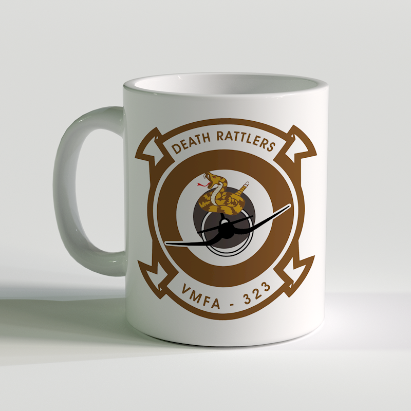 VMFA-323 unit coffee mug, USMC Death Rattlers, USMC unit coffee mug