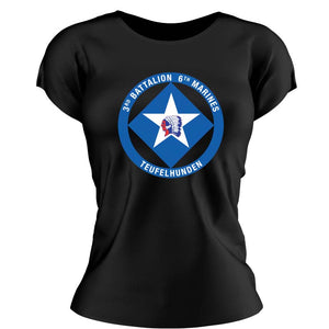Third Battalion Sixth Marines, (3/6) Marines USMC Unit ladie's T-Shirt, 3/6 USMC Unit logo, USMC gift ideas for women, Marine Corp gifts for women 3rd Battalion 6th Marines