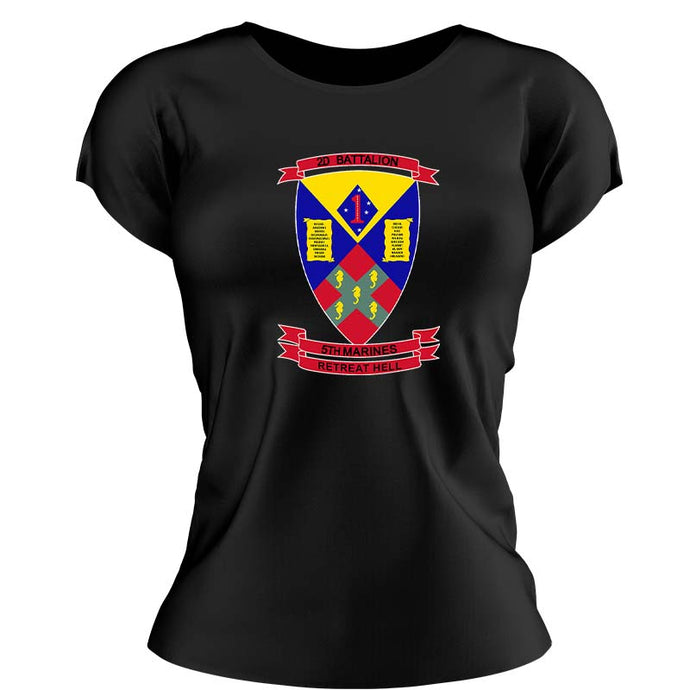 Second Battalion Fifth Marines, (2/5) Marines USMC Unit ladie's T-Shirt, 2/5 USMC Unit logo, USMC gift ideas for women, Marine Corp gifts for women 2nd Battalion 5th Marines
