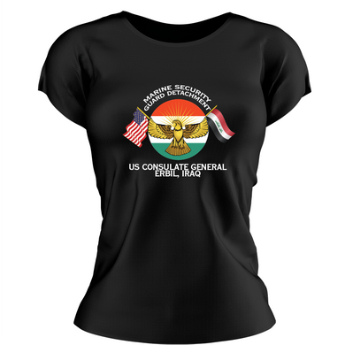 Marine  Security Guard Detachment Erbil Iraq, MSG  DET Erbil Iraq USMC  ladie's T-Shirt, Marine  Security Guard Detachment Erbil Iraq USMC logo, USMC gift ideas for women, Marine Corp gifts for women Marine  Security Guard Detachment Erbil Iraq