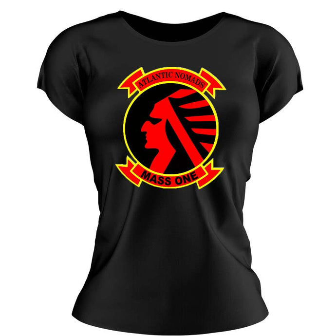 Marine Air Support Squadron-1  (MASS-1) Women's Unit Logo T-Shirt, MASS-1 USMC Unit logo, MASS-1 Marines USMC MASS-1