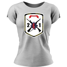 Second Battalion First Marines,  (2/1) Marines USMC Unit ladie's T-Shirt, 2/1 USMC Unit logo, USMC gift ideas for women, Marine Corp gifts for women 2nd Battalion 1st Marines