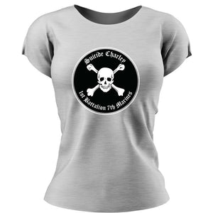 1st Bn 7th Marines Suicide Charley USMC Unit ladie's T-Shirt, 1st Bn 7th Marines Suicide Charley logo, USMC gift ideas for women, Marine Corp gifts for women 1/7 Suicide Charley 