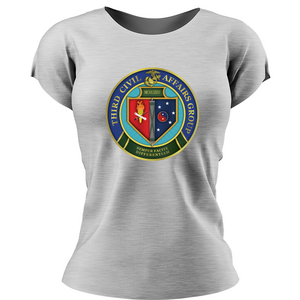 Third Civil Affairs Marines USMC Unit ladie's T-Shirt, 3rd Civil Affairs USMC Unit logo, USMC gift ideas for women, Marine Corp gifts for women 3rd Civil Affairs