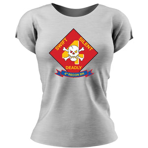 4th Reconnaissance Battalion Heather Grey Women's Unit Logo T-Shirt