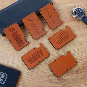 Leather Army RFID Blocking Metal Wallet