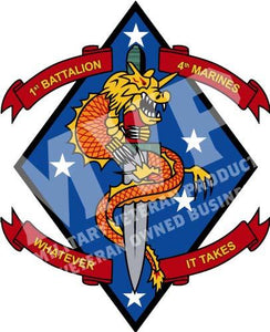 1st Bn 4th Marines Women's Unit Logo T-Shirt, 1stBn 4th Marines logo, 1/4 Marines USMC